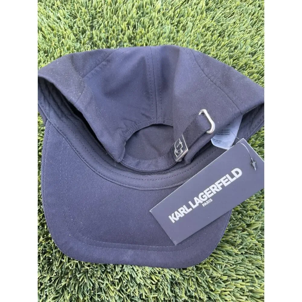 KARL LAGERFELD Silhouette‎ Hat Signature Logo, Pin, Embroidery Adjustable NEW!